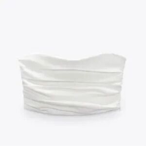 o.p.t White Strapless Bandeau Ruched Top